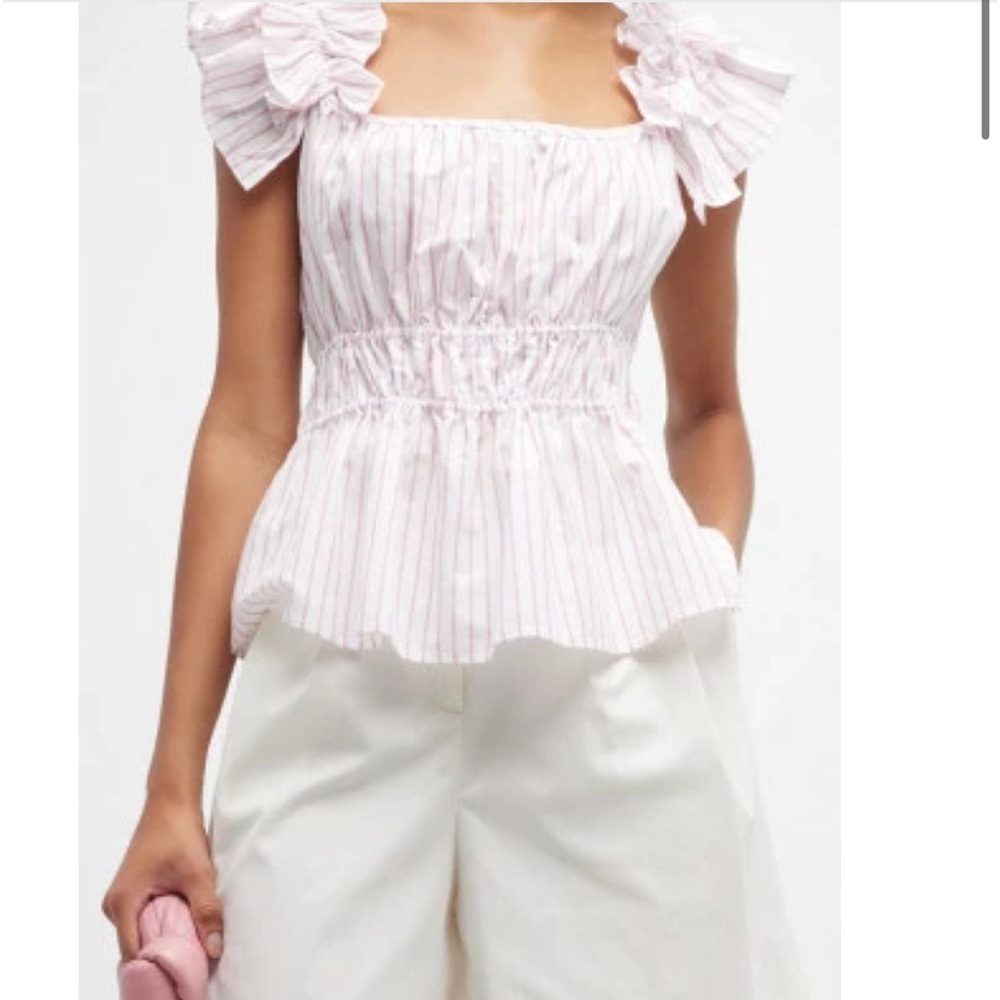 Harshman Alize Striped Ruffle-Trim
Peplum Blouse